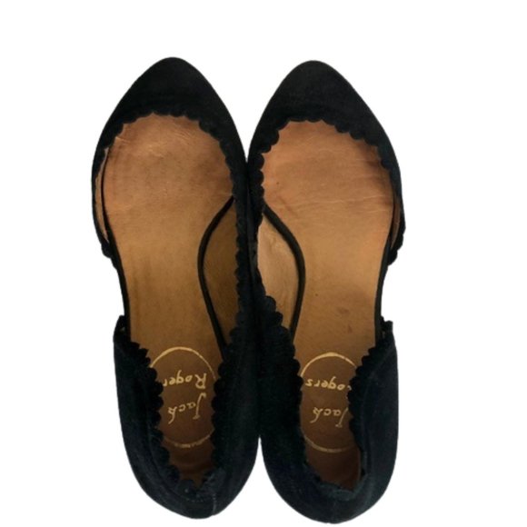 Jack Rogers Chantel D'Orsay Scalloped Suede Flats - Black - 7.5 - Picture 5 of 10